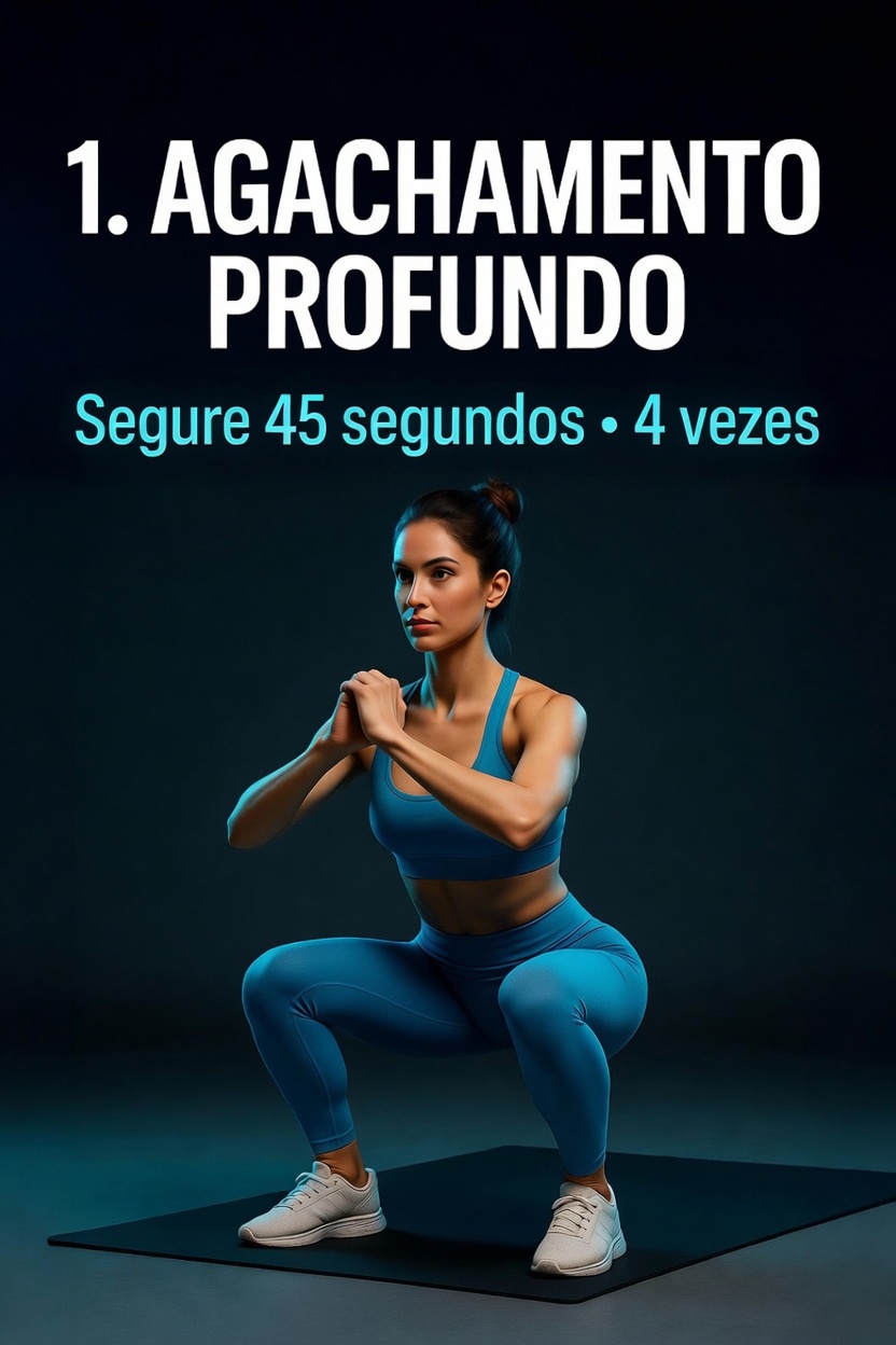 Mulher demonstrando o movimento de agachamento